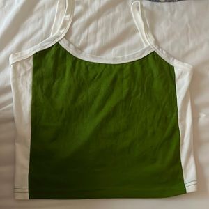 Green and white colorblock tank top